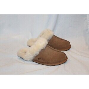 NIB UGG WOMEN'S SCUFFETTE II SUEDE SHEARLING SLIP ON SLIPPERS CHESTNUT‎ SZ 7
